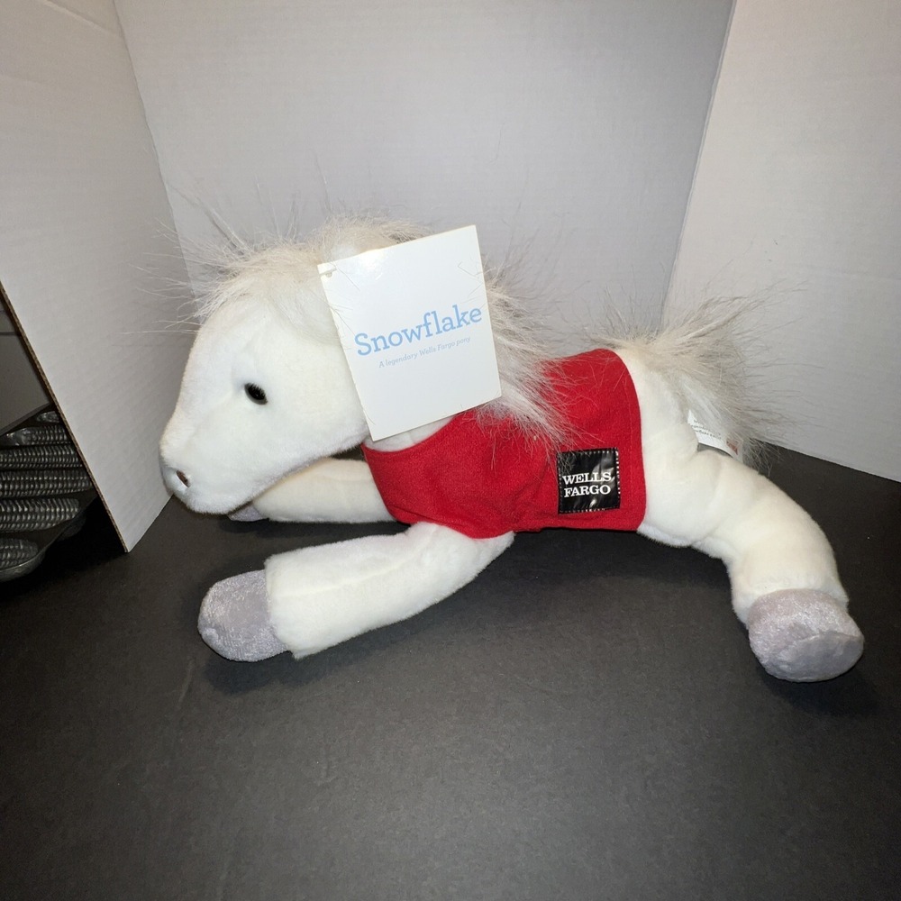 Wells Fargo Snowflake Legendary Pony White Horse Plush Red Vest Stuffed Animal